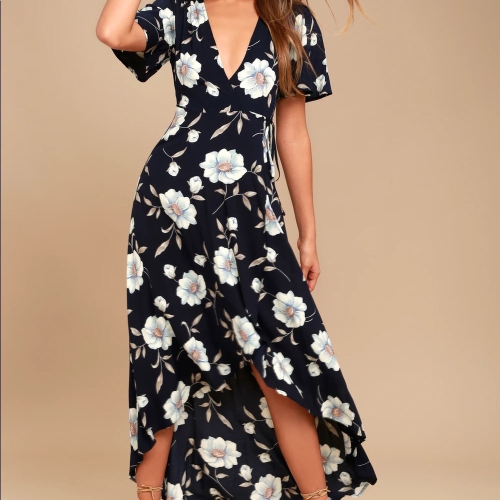 New With Tags! Lulus High Low Maxi Wrap Dress